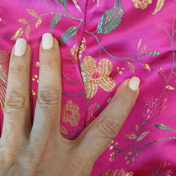 Lulus Strapless Midi Dress M 6 Make a Move Pink Magenta Satin Floral Jacquard - Picture 4 of 15